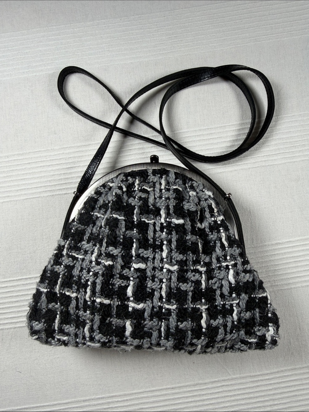 Patricia Nash Black & Gray Tweed Crossbody Bag
